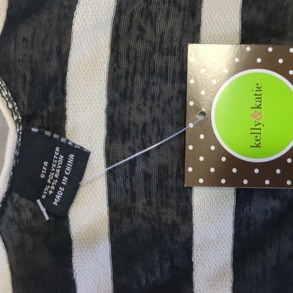 🆕 KELLY & KATIE Black Stripe Cardigan Cover Up Sz OSFA Topper NEW NWT Topper - Picture 4 of 6